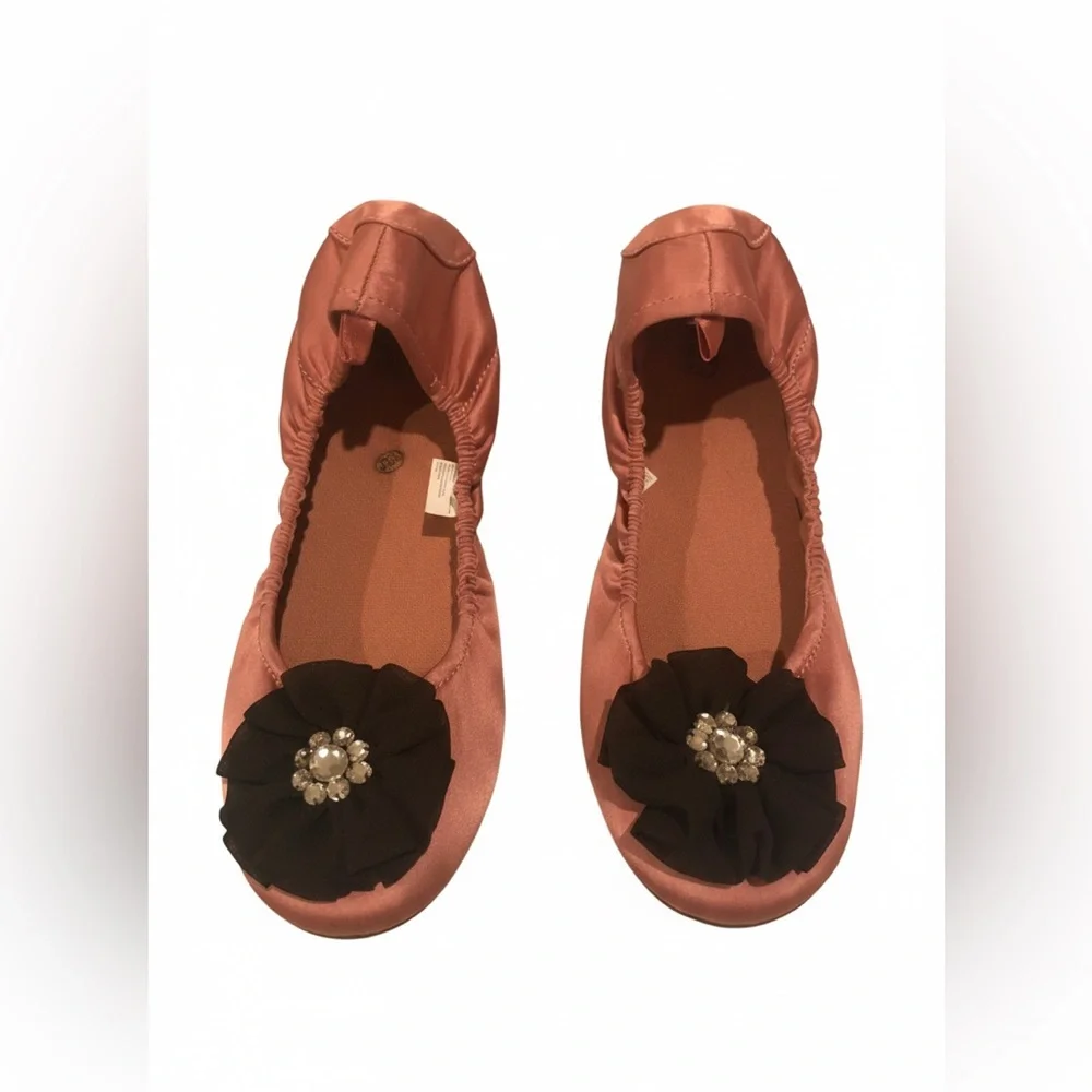 GAP Satin flower and gems Flats Girls 4 NWOT